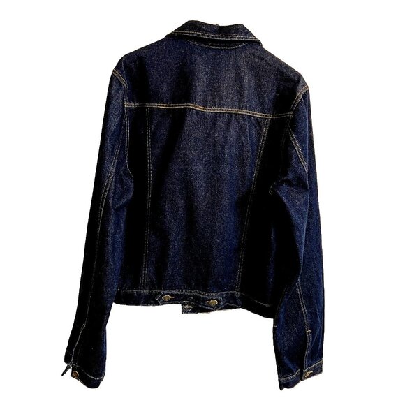 Blue Faith Women Plus Size 2X Button Crop Cotton Denim Blue Jean Jacket Pockets - Picture 9 of 13
